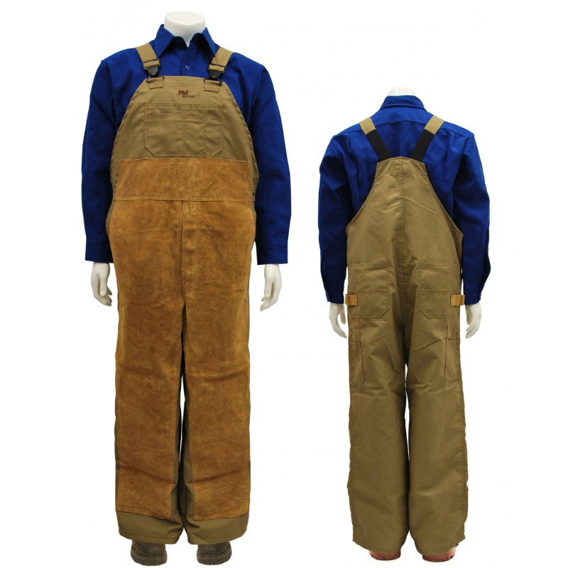 GB.713 PBI Kevlar FR Unlined Bib Overall with Leather Front
